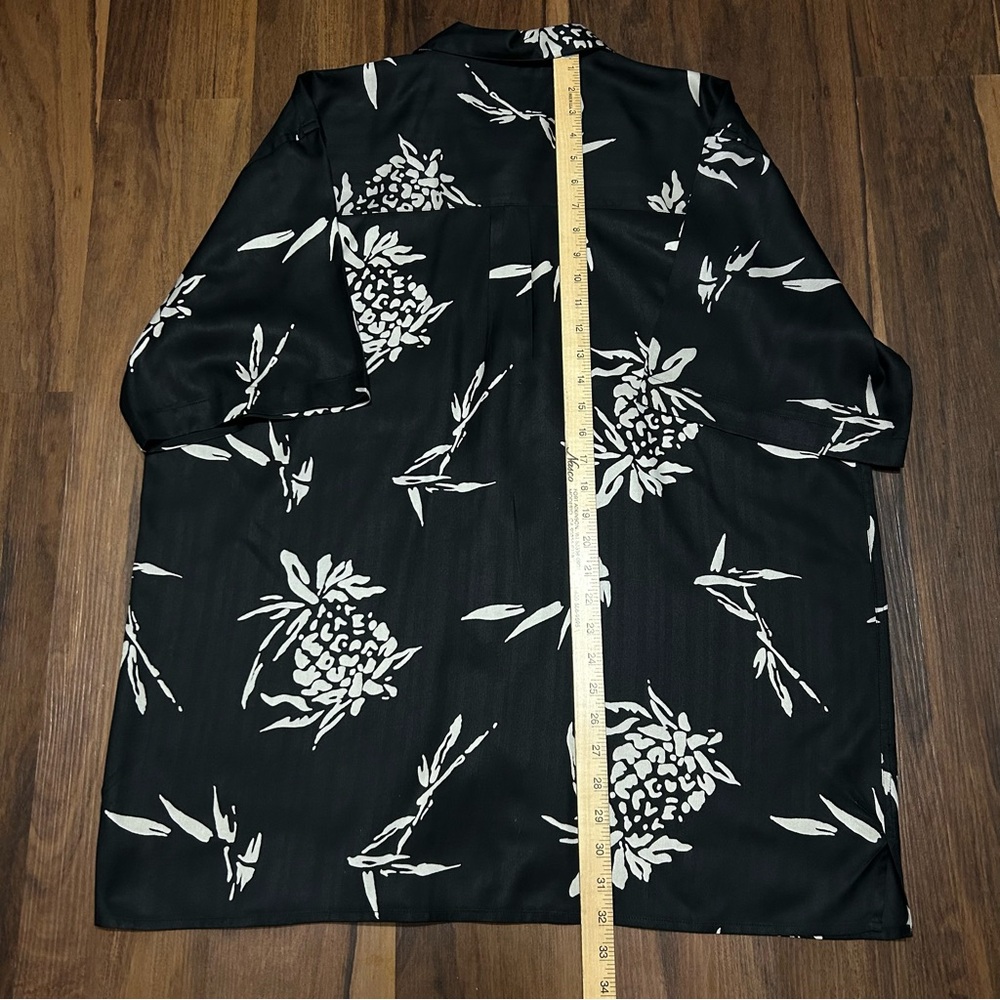 Vintage Jos A Bank 100% Silk Hawaiian Shirt Men XL Tropical Loop Collar Black - Picture 7 of 7